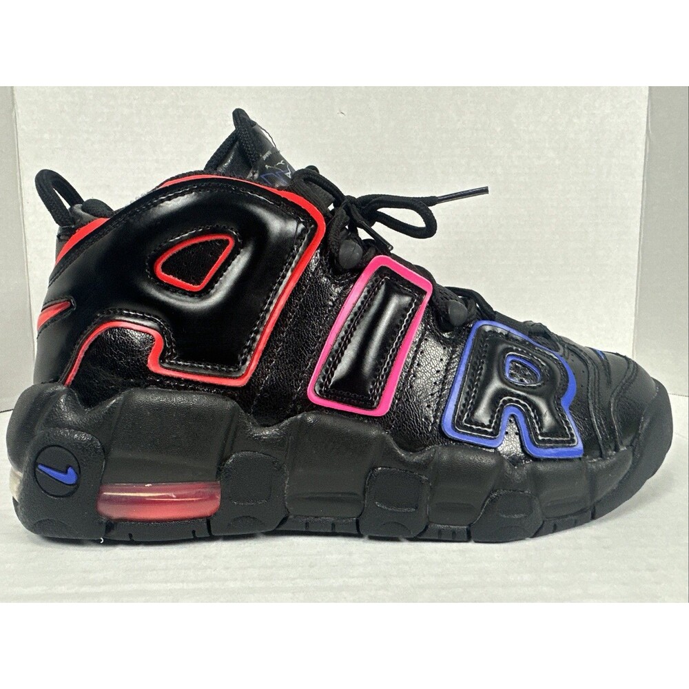 Nike Air More Uptempo GS Electric Black Size 7Y Mid Basketball Shoes Worn 1x